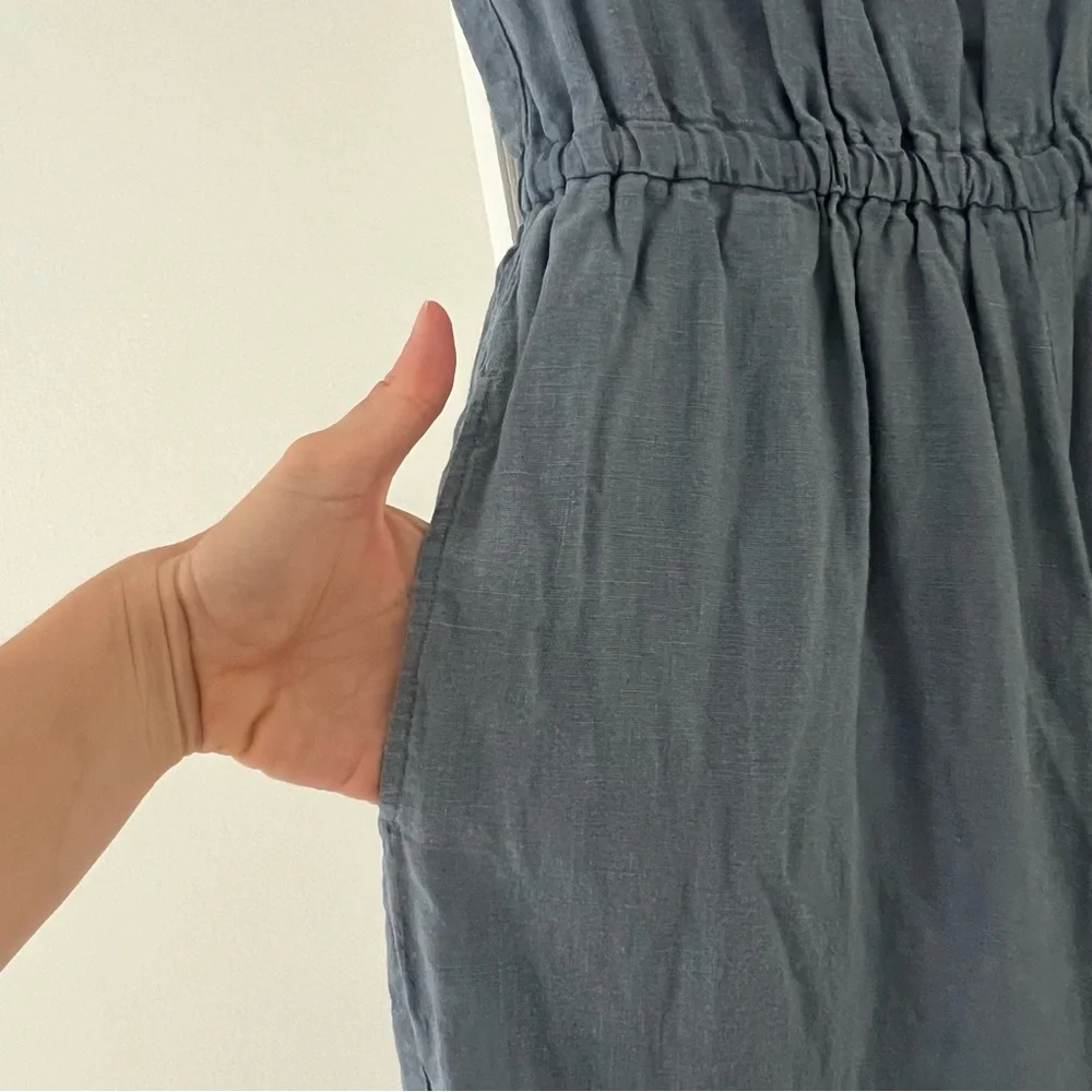 notPERFECTLINEN Light Blue Linen Jumpsuit - Picture 3 of 10